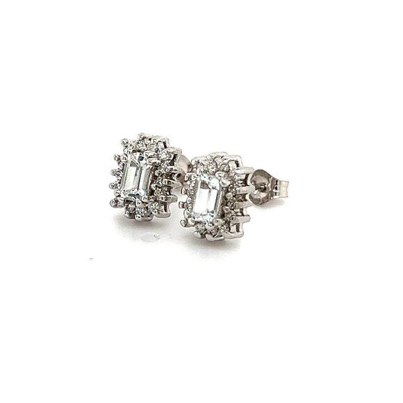 Diamond Silver Earring For Women | Certified Fine Jewelry  Natural Sapphire Diamond Stud Earrings 14k Gold 0.94 TCW Certified $2950 121267